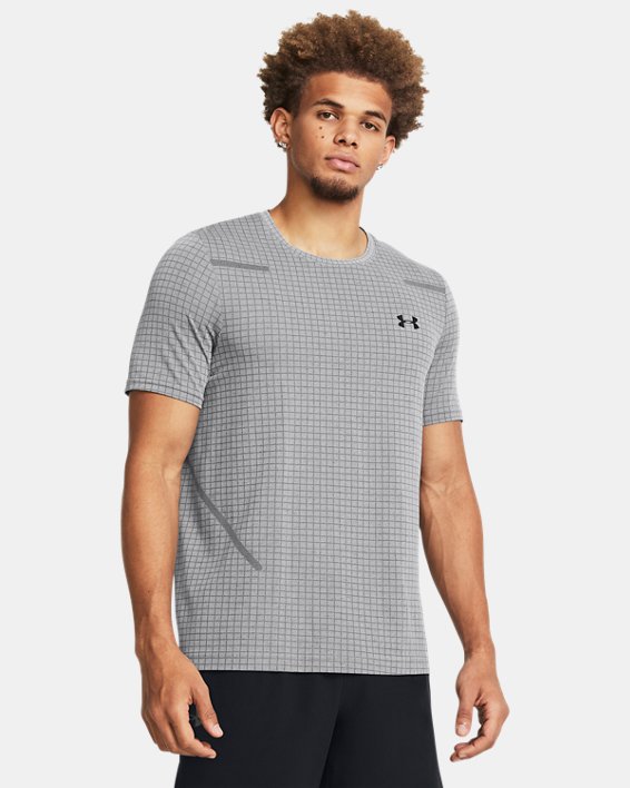 Męska koszulka z krótkim rękawem UA Seamless Grid, Gray, pdpMainDesktop image number 0